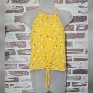 Lush Yellow Floral Tie-Front Halter Camisole